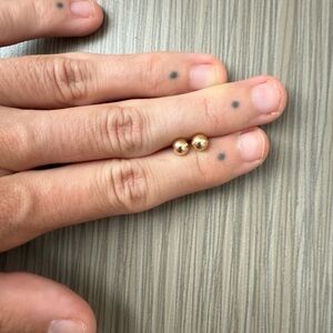 Vintage 14K Marked Stamped Yellow Gold Jewelry Ball Bead Stud Earrings + Backs